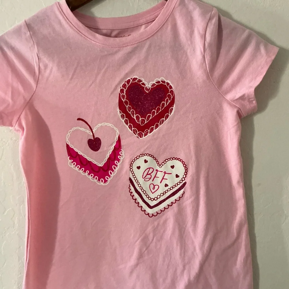 Cat & Jack Pink‎ BFF Heart Valentine’s Day Tee Size Large 10/12